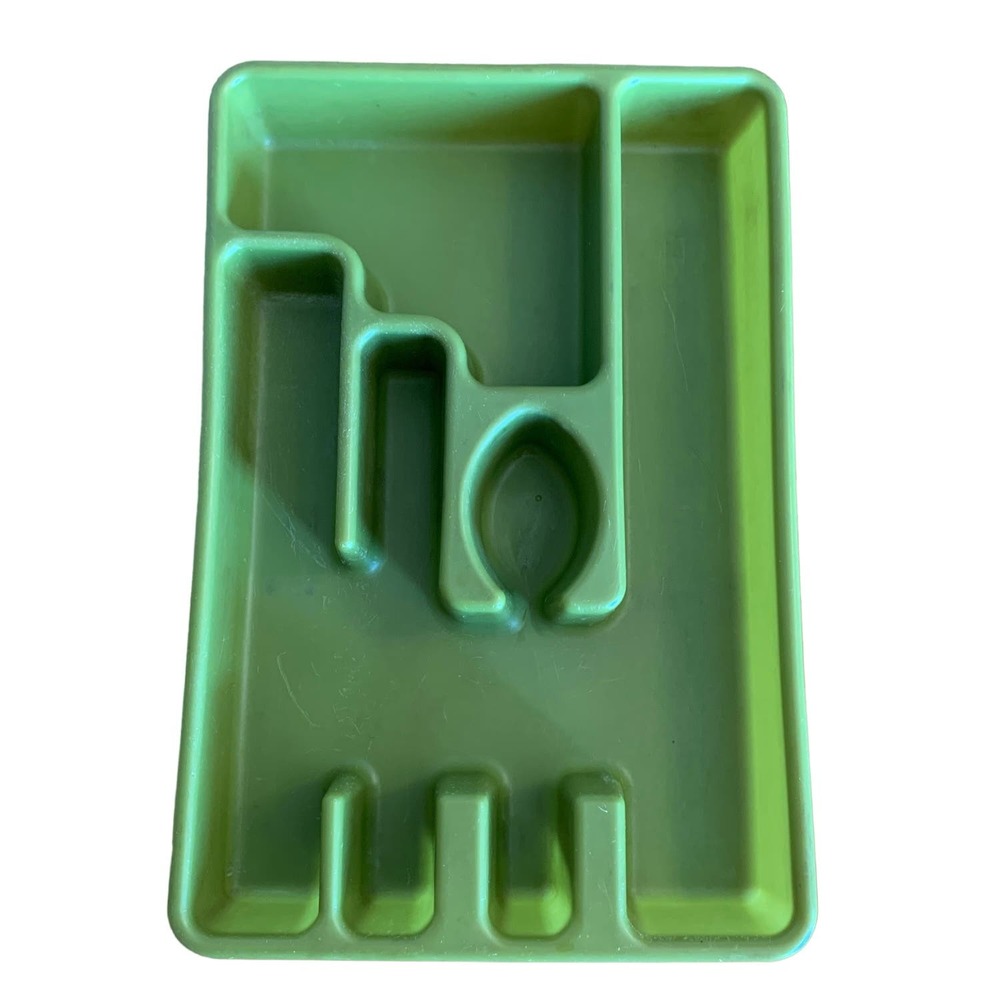Vintage Rubbermaid Silverware Tray Avocado Green 1970s Kitchen Utensil Organizer